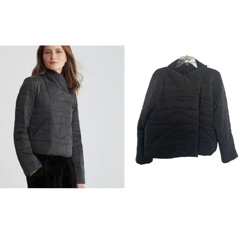 Eileen Fisher NEW Jacket XL Women's Quilted Sandwashed Silk Charmeuse Cropped